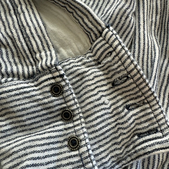 FREE PEOPLE Navy Stripe Pullover Tunic BOHO Peasant Top - Picture 4 of 7